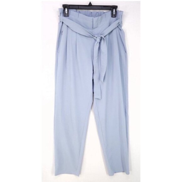 NWT Athleta Size 8 Skyline II Paperbag Waist Light Blue Pants Tie Waist - Picture 3 of 11